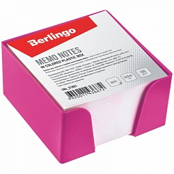 Блок бумаги для записей 9*9*5 см ,розовый пластиковый бокс Белый, Berlingo LNn_01813