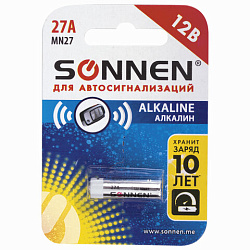 Батарейка SONNEN Alkaline, 27А (MN27), алкалиновая, для сигнализаций