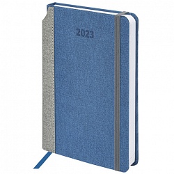 Ежедневник датированный 2023 А5 138x213 мм BRAUBERG "Mosaic", под кожу, синий