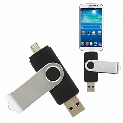 Флеш накопитель 8GB USB/MicroUSB AION OTG металл желтый, черный