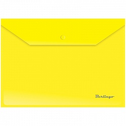 Папка-конверт на кнопке Berlingo, А4, 180мкм, желтая, AKk_04105
