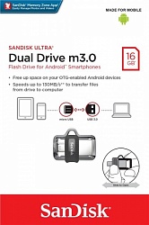 Флеш накопитель 16GB Sandisk, m.3.0 DualDrive SDDD3-016G-G46