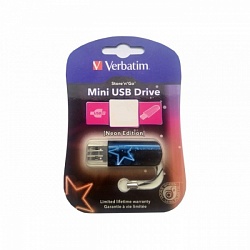 Флеш накопитель 16GB Verbatim Mini USB, 2.0, черный (синяя звезда)