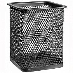 Подставка-стакан Erich Krause "Steel", сетчатый металл, квадратный, черный, 22503
