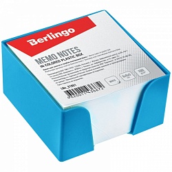 Блок бумаги для записей 9*9*5 см , в голубом пластиковом боксе Белый, Berlingo LNn_01801
