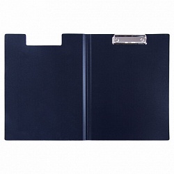 Папка-планшет STAFF, А4 (310х230 мм), с прижимом и крышкой, пластик, синяя, 0,5 мм