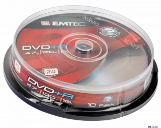 Диск DVD+R Emtec 4.7Gb,16х, Cake Box (10), (10/160)