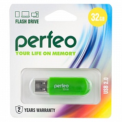 Флеш накопитель 32GB Perfeo С03, USB 2.0 зеленый арт 02450