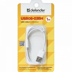 Кабель Defender USB08-03BH USB2.0 Белый  AM-MicroBM 1м