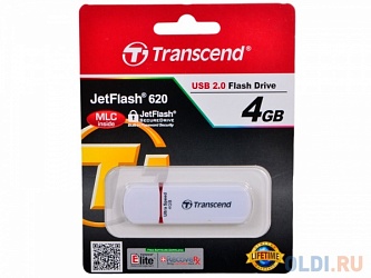 Флеш накопитель 4Gb Transcend JetFlash 620, USB 2.0 белый 