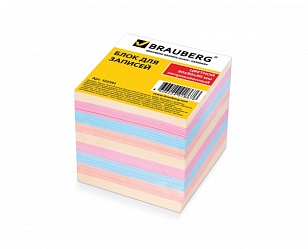 Блок для записей BRAUBERG непроклеенный, куб 9х9х9 см, цветной, 122341