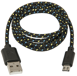 Кабель Defender  USB08-03T USB2.0 AM-MicroBM, тканевая оплетка, чёрный, 1.0м 87474