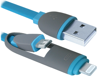 Кабель Defender USB10-03BP синий, MicroUSB + Lightning,1м 87487