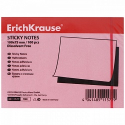 Блок для записи липкий "Erich Krause" 100*75мм розовый арт. ЕК11577