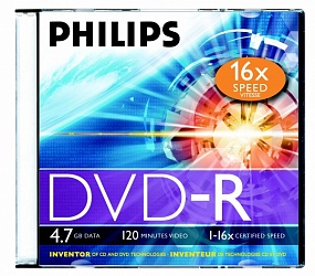 Диск DVD-R Philips 4.7Gb Slim Case 16-х